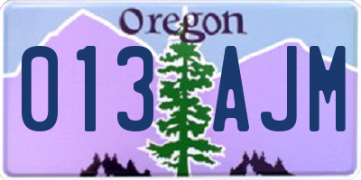 OR license plate 013AJM