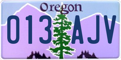 OR license plate 013AJV