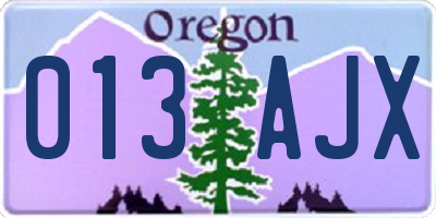 OR license plate 013AJX