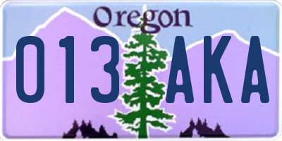OR license plate 013AKA