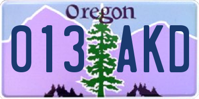 OR license plate 013AKD