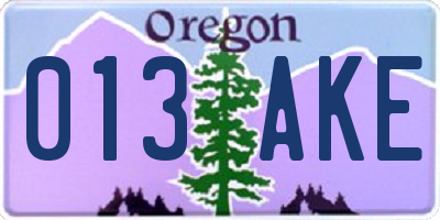 OR license plate 013AKE