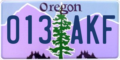 OR license plate 013AKF