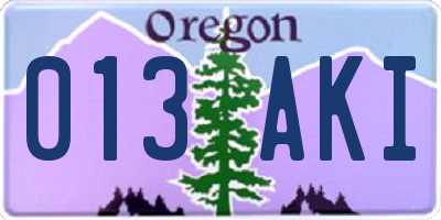 OR license plate 013AKI
