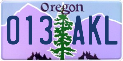 OR license plate 013AKL