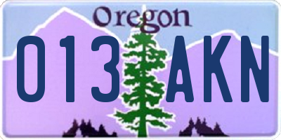 OR license plate 013AKN
