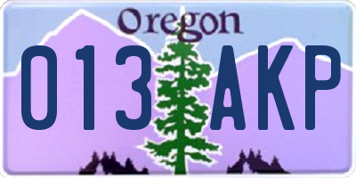 OR license plate 013AKP