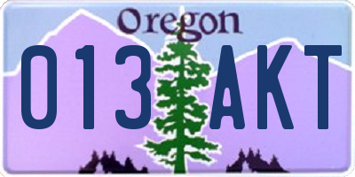 OR license plate 013AKT