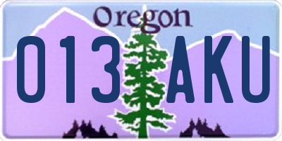 OR license plate 013AKU