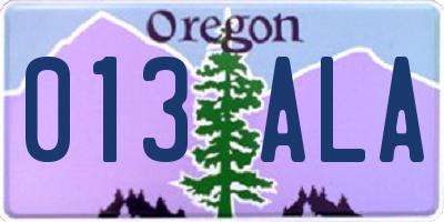 OR license plate 013ALA