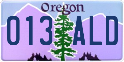 OR license plate 013ALD