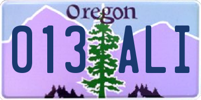 OR license plate 013ALI