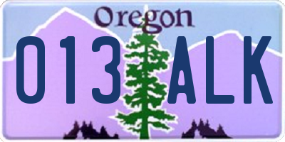 OR license plate 013ALK