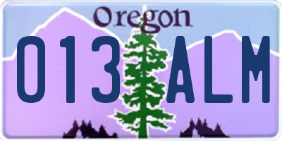 OR license plate 013ALM