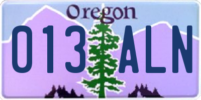 OR license plate 013ALN