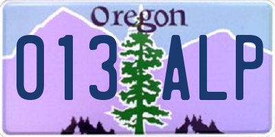 OR license plate 013ALP