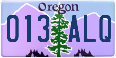 OR license plate 013ALQ