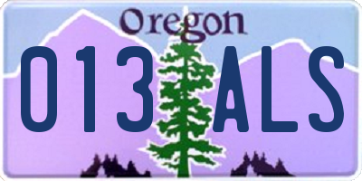 OR license plate 013ALS