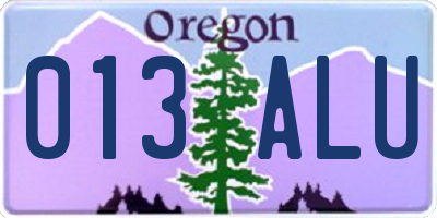 OR license plate 013ALU