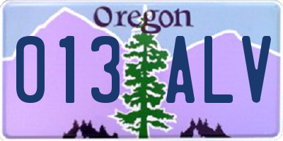 OR license plate 013ALV