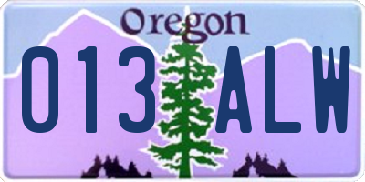 OR license plate 013ALW