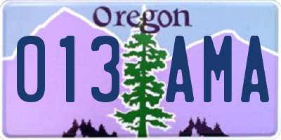 OR license plate 013AMA