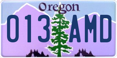 OR license plate 013AMD