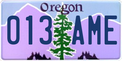 OR license plate 013AME
