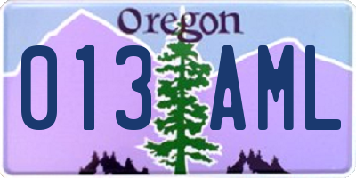 OR license plate 013AML