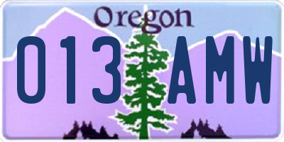 OR license plate 013AMW