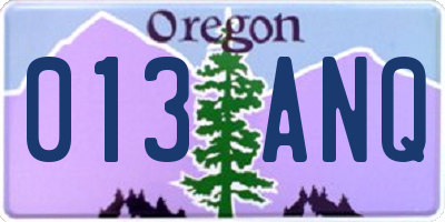 OR license plate 013ANQ