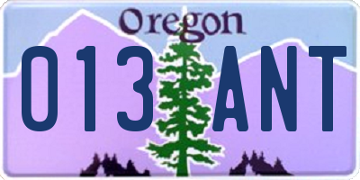 OR license plate 013ANT