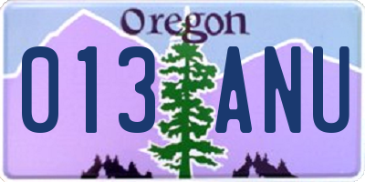 OR license plate 013ANU