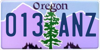 OR license plate 013ANZ