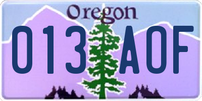OR license plate 013AOF