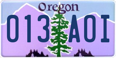 OR license plate 013AOI