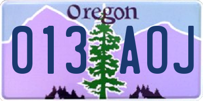 OR license plate 013AOJ