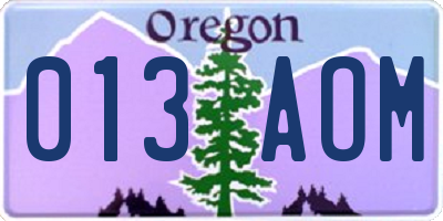 OR license plate 013AOM