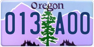OR license plate 013AOO
