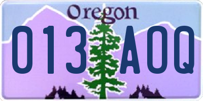 OR license plate 013AOQ