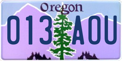 OR license plate 013AOU