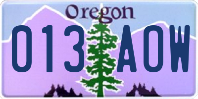 OR license plate 013AOW