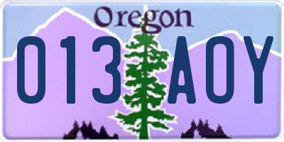 OR license plate 013AOY