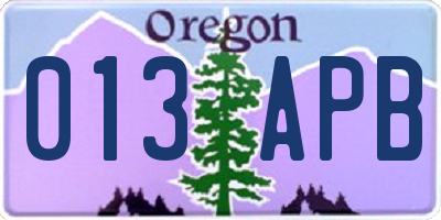 OR license plate 013APB