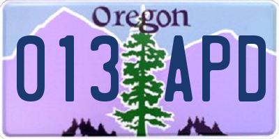 OR license plate 013APD