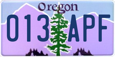 OR license plate 013APF