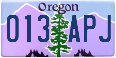 OR license plate 013APJ