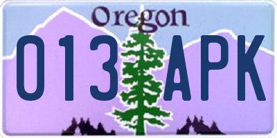OR license plate 013APK