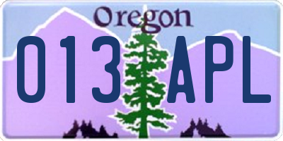 OR license plate 013APL