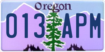 OR license plate 013APM